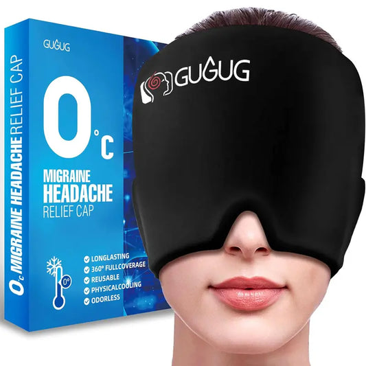 GUGUG 0° Migraine Relief Cap, Ice Pack for Headaches-Black