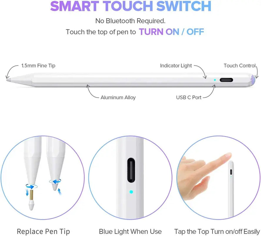 Stylus Pen on Tiktok Shop for Ipad 9Th&10Th Generation-2X Fast Charge Active Pencil Compatible with 2018-2022 Apple Ipad Pro11&12.9,Ipad Air 3/4/5,Ipad 6-10,Ipad Mini 5/6 Gen-White，Clearance Items Today 2024 ,Funny Ipad Accessories Gift，Deals for You Days