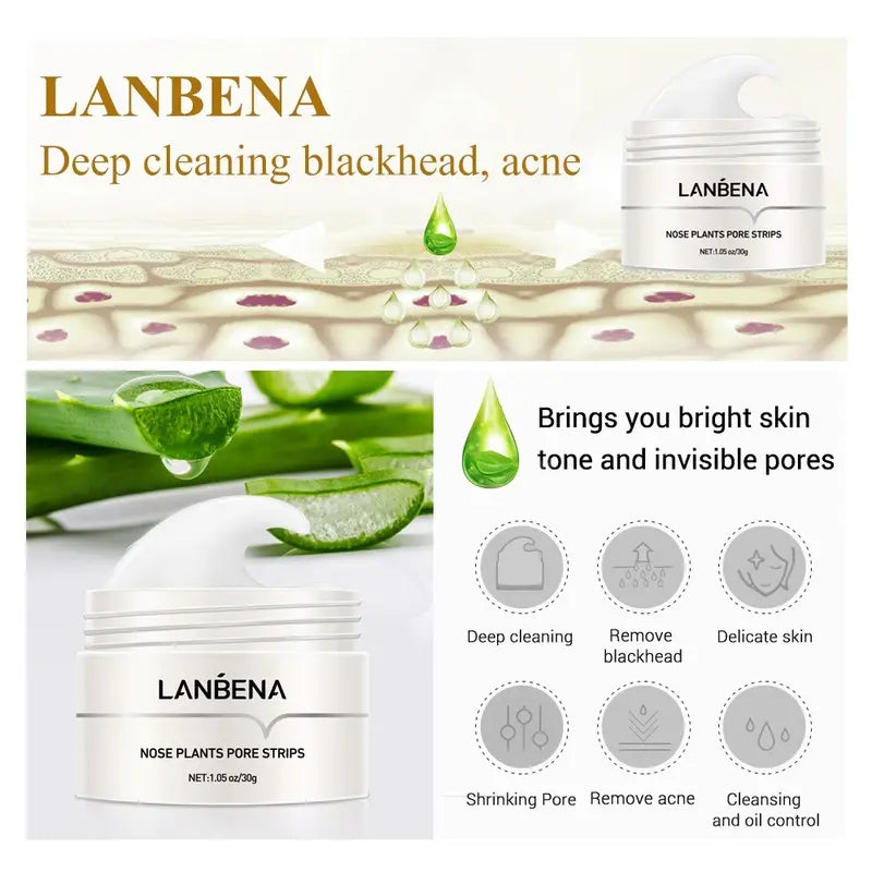 LANBENA Blackhead Remover Peel off Mask with 60 Sheets Paper Strip for Face and Nose Skincare