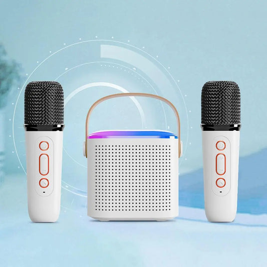 Summer Wireless Karaoke Speaker with Wireless Microphone & LED Light, Wireless BT Speaker with LED Ambient Light, Electronics Outdoor Speaker, Karaoke Machine for Home Party Birthday Gift, Mini Microphone