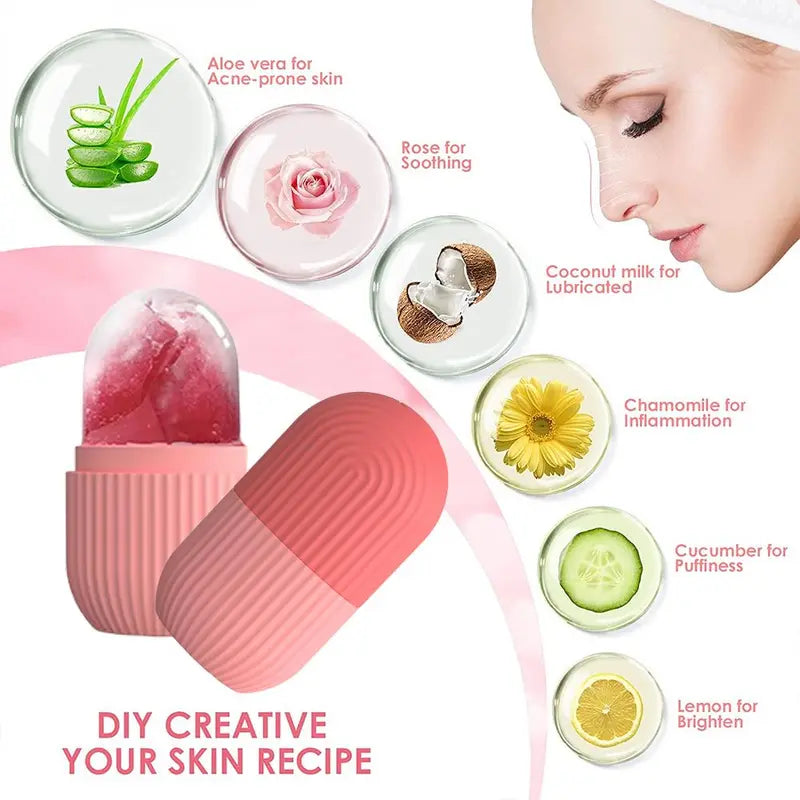 Summer Ice Face Roller, Multi-Purpose Comfort Facial Ice Roller, Face Massager Gua Sha Mold, Ice Compress Ice Tool for Face Eyes Puffiness & Joints Massage, Cruel Summer