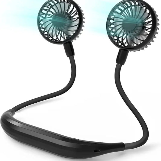 2600Mah Battery Operated USB Rechargeable Neck Fan 360° Adjustable High Flexibility Wearable Personal Travel Fan Mobile