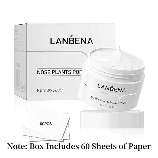 LANBENA Blackhead Remover Peel off Mask with 60 Sheets Paper Strip for Face and Nose Skincare