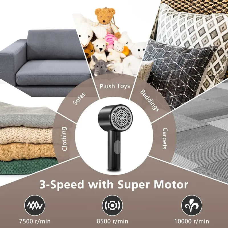 Fabric Shaver,Electric Lint Remover,Lint Roller,Rechargeable,Lint Collection Container,Led Digital Display,6-Leaf Blades,Safety Lock,3-Speeds,2600Mah,Last 1H,For Clothing,Clothes,Sweater,Sheets,Couch,Blanket,Home Use,Best Gift