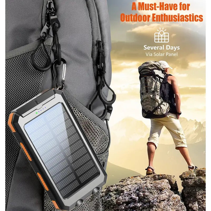 10000Mah Solar Power Bank for Summer Gift, Dual USB Output Port Power Bank with Flashlight, Portable Wireless Car Charger, Solar Power Bank Charger for Iphone